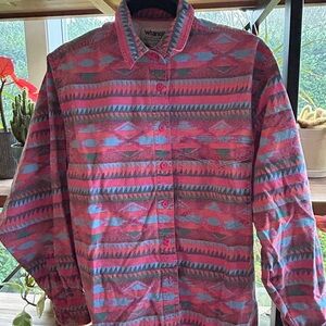 Wrangler Pink, Teal & Blue Aztec Button-Up Shirt